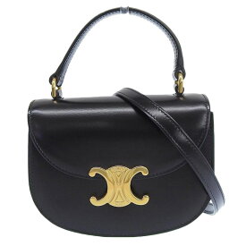 【中古】 セリーヌ CELINE トリオンフ ミニブザス クレア 2WAY ハンドバッグ ショルダーバッグ レザー ブラック 10L063ETZ.38NO 新入荷 OB1997