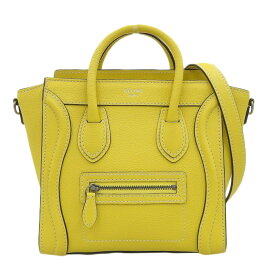 【中古】 セリーヌ CELINE ラゲージ ナノショッパー 2WAYバッグ ハンドバッグ ショルダーバッグ レザー イエロー 新入荷 OB2069