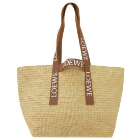 【中古】 ロエベ LOEWE フォールドショッパー ショルダーバッグ ラフィア ナチュラル/タン 新入荷 OB2113