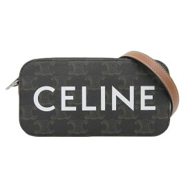 【中古】 セリーヌ CELINE ホリゾンタルポーチ ショルダーバッグ トリオンフキャンバス/レザー タン 美品 新入荷 OB2118