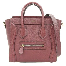 【中古】 セリーヌ CELINE ラゲージ ナノショッパー 2WAYバッグ ハンドバッグ ショルダーバッグ レザー ボルドー 168243 新入荷 OB2131