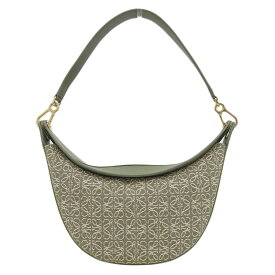 【中古】 ロエベ LOEWE アナグラム ルナ ショルダーバッグ ワンショルダー キャンバス/レザー グリーン A923PM1X02 新入荷 OB2141