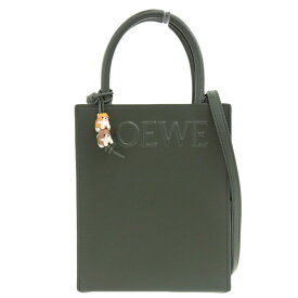 【中古】 ロエベ LOEWE スタンダード A5 2WAYバッグ ショルダーバッグ ハンドバッグ ロゴ レザー カーキ 新入荷 OB2151
