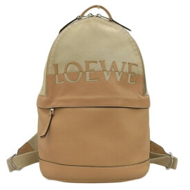 【中古】 ロエベ LOEWE バックパック リュックサック キャンバス/レザー ベージュ 新入荷 OB2190