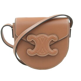 【中古】 セリーヌ CELINE ミニブザス キュイル トリオンフ ショルダーバッグ レザー タン 美品 新入荷 OB2225