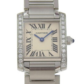 【中古】 カルティエ CARTIER タンクフランセーズSM レディース クォーツ 腕時計 ダイヤベゼル SS ホワイト文字盤 W4TA0008 新入荷 CA0472