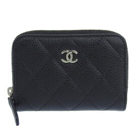 【中古】 シャネル CHANEL マトラッセ コインケース コインパース 小銭入れ クラシック ジップ キャビアスキン ブラック AP0216 美品 新入荷 CH0983