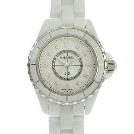 【中古】 シャネル CHANEL J12 レディース クォーツ 腕時計 SS/セラミック 8Pダイヤモンド シェル文字盤 H2570 新入荷 CH0987