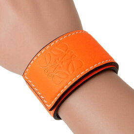 【中古】 ロエベ LOEWE ブレスレット スラップブレスレット アナグラム レザー ネオンオレンジ 新入荷 OBJ0283