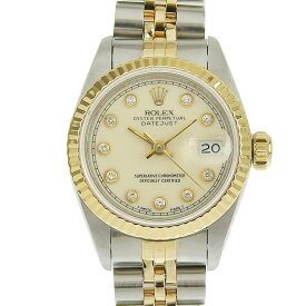 【中古】 ロレックス デイトジャスト レディース 自動巻き 腕時計 SS/YG 10Pダイヤ アイボリー文字盤 E番 1990～1991年 69173G 新入荷 RO0288