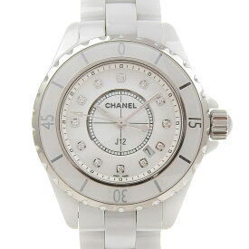 【中古】 シャネル CHANEL J12 レディース クォーツ 腕時計 セラミック/SS 12Pダイヤモンド ホワイト文字盤 H1628 新入荷 CH1000