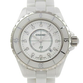 【中古】 シャネル CHANEL J12 レディース クォーツ 腕時計 セラミック/SS 12Pダイヤモンド ホワイト文字盤 H1628 新入荷 CH1001