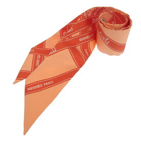 【中古】 エルメス HERMES ツイリー ボルデュックリボン スカーフ シルク オレンジ 新入荷 HE1033