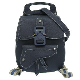 【中古】 ディオール CHRISTIAN DIOR ギャロップ 2WAYバッグ バックパック リュックサック ショルダーバッグ レザー ネイビー 新入荷 OB2346