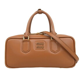 【中古】 ミュウミュウ MIUMIU アルカディ ラージ 2WAYバッグ ハンドバッグ ショルダーバッグ レザー コニャック 5BB148 美品 新入荷 OB2347