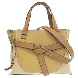 【中古】 ロエベ LOEWE ゲートトップハンドルミニ 2WAYバッグ ハンドバッグ ショルダーバッグ レザー ベージュ 新入荷 OB2358
