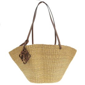 【中古】 ロエベ LOEWE シェルバスケットスモール トートバッグ エレファントグラス レザー ナチュラル A223096X06 新入荷 OB2359