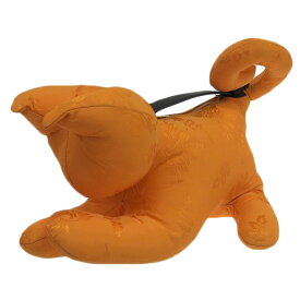 【中古】 ロエベ LOEWE ハンドバッグ キャット 猫 花柄 シルク/レザー オレンジ/ブラック 新入荷 OB2372