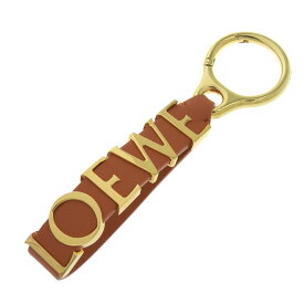 【中古】 ロエベ LOEWE ボールド チャーム キーリング レザー 真鍮 メープルオレンジ/ゴールド CL13231X02 美品 新入荷 OBJ0496