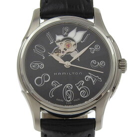 【中古】 ハミルトン HAMILTON ジャズマスター時計 レディース 自動巻き 腕時計 SS/革 ブラック文字盤 H323950 新入荷 OW0467