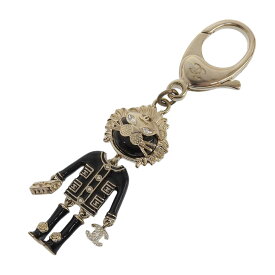 【中古】 シャネル CHANEL バッグチャーム キーホルダー ココマーク ライオン GP/ラインストーン ブラック/ゴールド色 B22P 新入荷 CH1021
