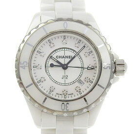 【中古】 シャネル CHANEL J12 レディース クォーツ 腕時計 セラミック/SS 12Pダイヤモンド ホワイト文字盤 H1628 新入荷 CH1028