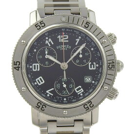 【中古】 エルメス HERMES クリッパー ダイバークロノグラフ メンズ クォーツ 腕時計 SS ブラック文字盤 CL2.910 新入荷 HE1074