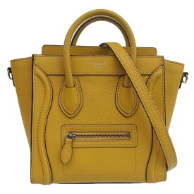 【中古】 セリーヌ CELINE ラゲージ ナノショッパー 2WAYバッグ ハンドバッグ ショルダーバッグ レザー マスタード 新入荷 OB2441
