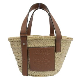【中古】 ロエベ LOEWE バスケットバッグ スモール トートバッグ かごバッグ ラフィア/レザー ナチュラル/タン 327.02.S93 新入荷 OB2460