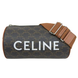 【中古】 セリーヌ CELINE トリオンフ シリンダー ショルダーバッグ PVC/レザー ブラウン系 新入荷 OB2757