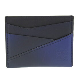 【中古】 ロエベ LOEWE パズル カードケース 名刺入れ レザー ブルー/ブラック 新入荷 OBB0622