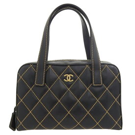 【中古】 シャネル CHANEL ワイルドステッチ ハンドバッグ ミニボストン レザー ブラック A14692 新入荷 CH1051