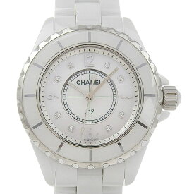 【中古】 シャネル CHANEL J12 レディース クォーツ 腕時計 セラミック/SS 8Pダイヤモンド シェル文字盤 H2422 新入荷 CH1060