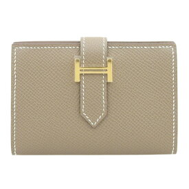 【中古】 エルメス HERMES ベアンミニ カードケース 名刺入れ ヴォーエプソン エトゥープ W刻印 2024年 美品 新入荷 HE1087