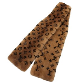 【中古】 ルイヴィトン LOUIS VUITTON モノグラム ミンク エシャルプ ヴィゾン マフラー ブラウン M72245 新入荷 LV1786