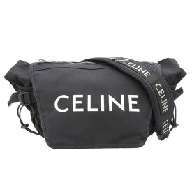【中古】 セリーヌ CELINE ミディアム トレッキング メッセンジャー CELINEプリント ナイロン ブラック 198692DMT.38SI 新入荷 OB2531