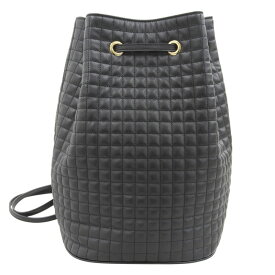 【中古】 セリーヌ CELINE Cチャーム スモール バックパック リュックサック レザー ブラック 新入荷 OB2597