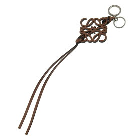 【中古】 ロエベ LOEWE アナグラム バッグチャーム レザー ブラウン 新入荷 OBJ0309