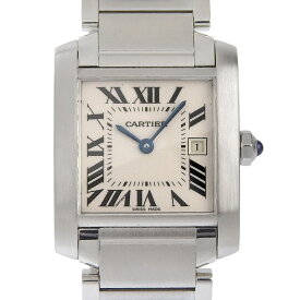 【中古】 カルティエ CARTIER タンクフランセーズMM レディース クォーツ 腕時計 SS ホワイト文字盤 W51011Q3 新入荷 CA0485