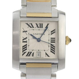 【中古】 カルティエ CARTIER タンクフランセーズLM メンズ 自動巻き 腕時計 SS/YG ホワイト文字盤 W51005Q4 新入荷 CA0486