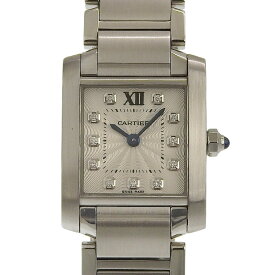 【中古】 カルティエ CARTIER タンクフランセーズSM レディース クォーツ 腕時計 11Pダイヤモンド SS ホワイト文字盤 WE110006 新入荷 CA0489
