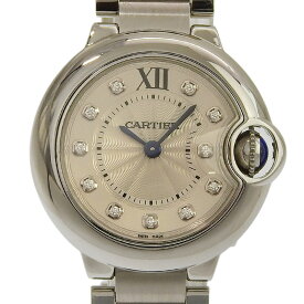 【中古】 カルティエ CARTIER 時計 バロンブルーSM レディース クォーツ 腕時計 11Pダイヤモンド SS シルバー文字盤 WE902073 新入荷 CA0490