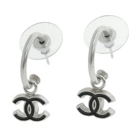 【中古】 シャネル CHANEL ココマーク ピアス ブラック シルバー色 04P 新入荷 CH1073