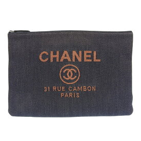 【中古】 シャネル CHANEL ドーヴィル クラッチバッグ セカンドバッグ デニム ネイビー/オレンジ A80117 23番台 新入荷 CH1077