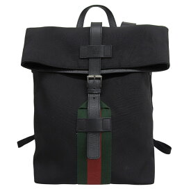 【中古】 グッチ GUCCI シェリーライン バックパック リュックサック キャンバス レザー ブラック 619749 新入荷 GU0672