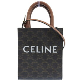 【中古】 セリーヌ CELINE トリオンフ ミニバーティカルカバ 2WAY ハンドバッグ ショルダーバッグ PVC/レザー ブラウン 新入荷 OB2626
