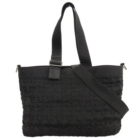 【中古】 ボッテガヴェネタ BOTTEGA VENETA イントレチャート ウェビング 2WAY トート ショルダーバッグ キャンバス ブラック 新入荷 OB2776