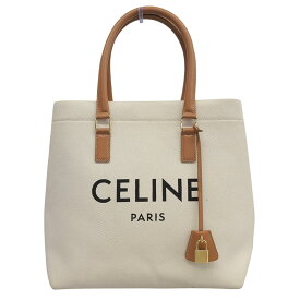 【中古】 セリーヌ CELINE ホリゾンタルカバ トートバッグ ショルダーバッグ キャンバス/レザー ホワイト/ブラウン 190062 新入荷 OB2778