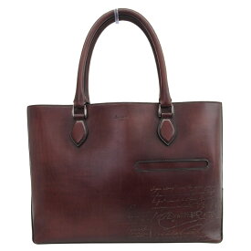 【中古】 ベルルッティ BERLUTI カリグラフィ トゥジュール トートバッグ レザー レッド系 新入荷 OB2790