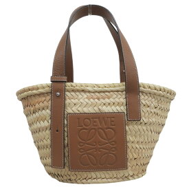 【中古】 ロエベ LOEWE バスケットバッグ スモール トートバッグ かごバッグ ラフィア/レザー ナチュラル/タン 327.02.S93 新入荷 OB2839